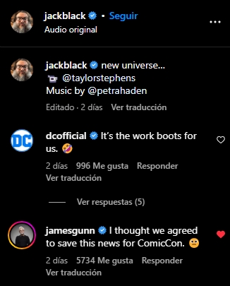 Jack Black se destapa como el nuevo Superman... y James Gunn responde
